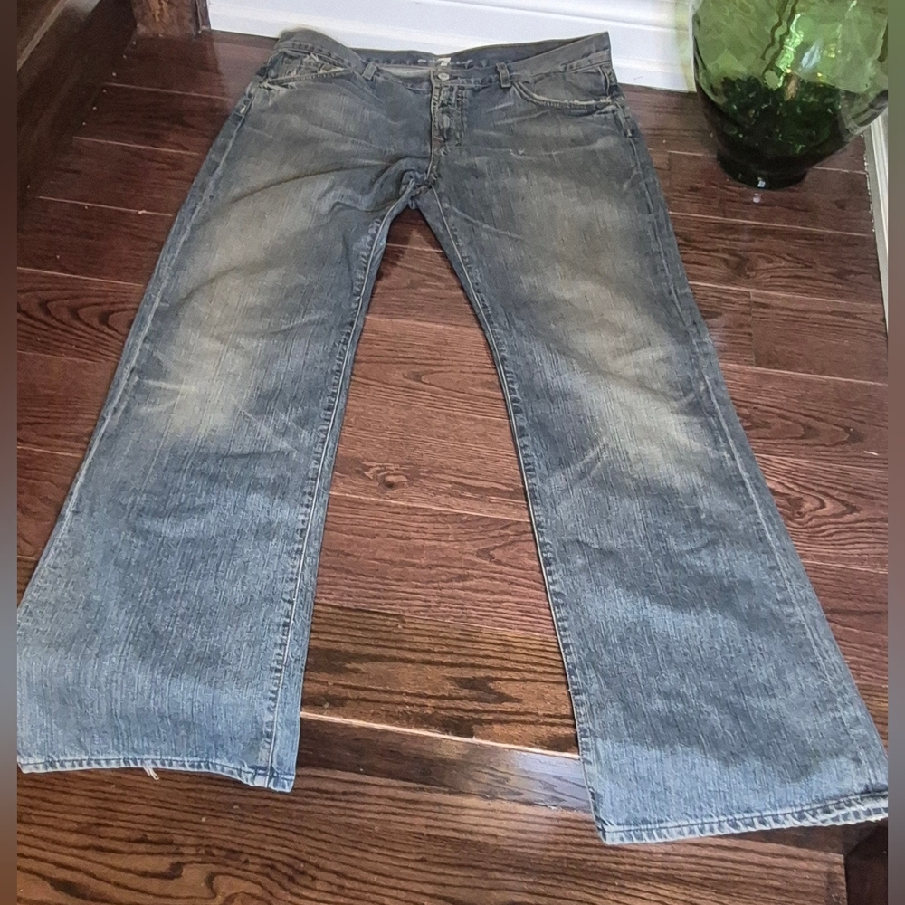 7 For All Mankind Men's Light Blue Bootcut Jeans - Picture 11 of 15